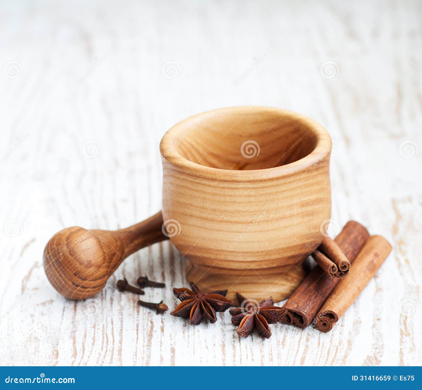 Spices with Mortar and Pestle Stock Image Image of flavor, mortar