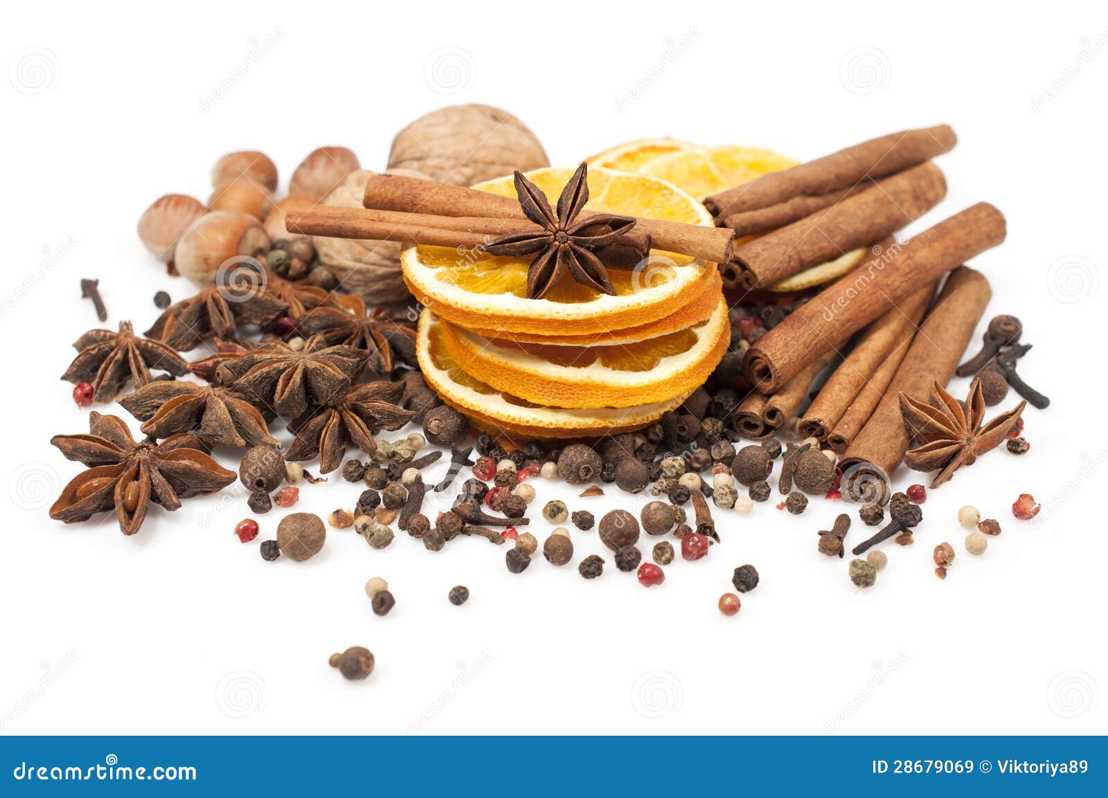 Spices for mulled wine stock image. Image of walnuts 28679069