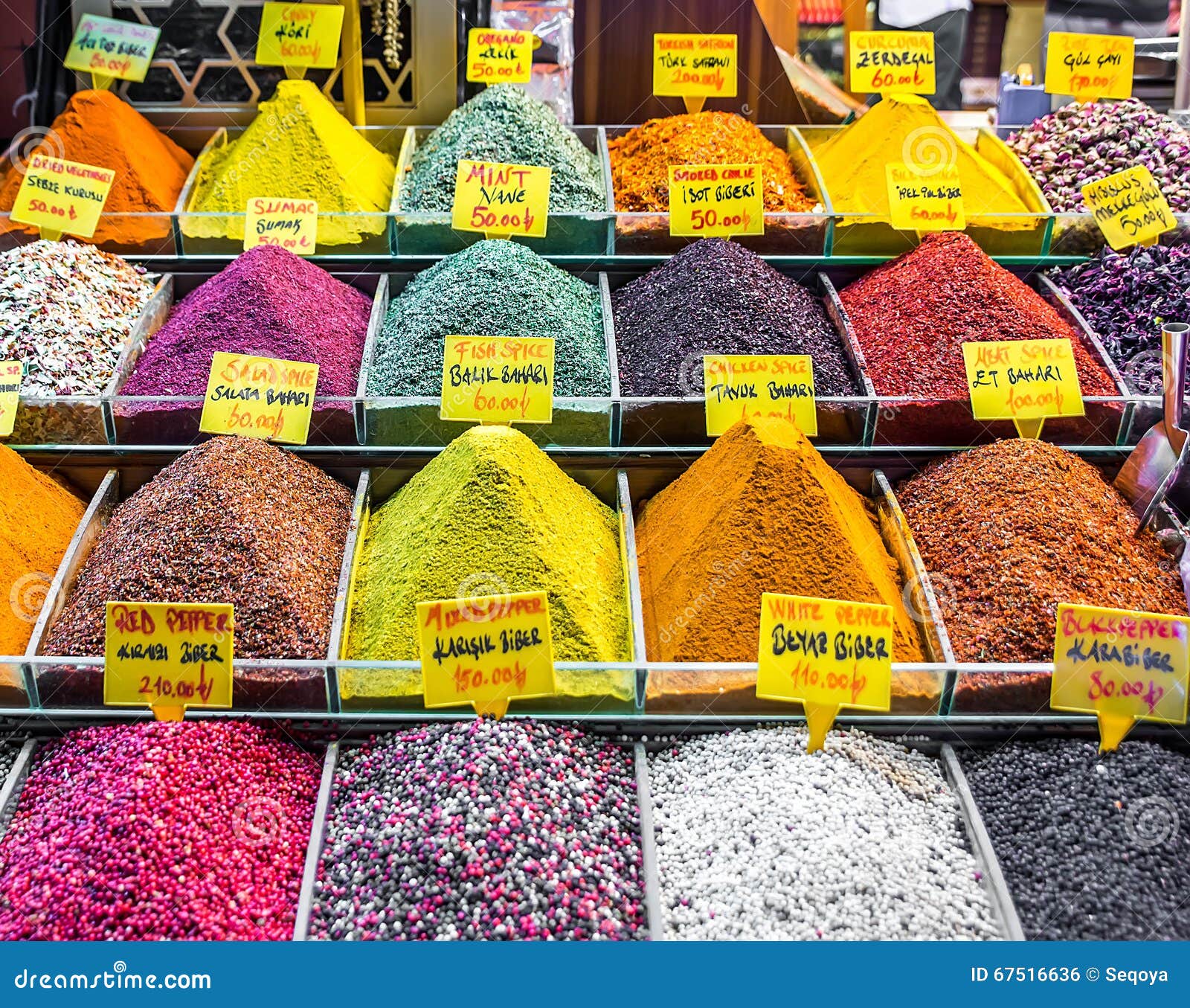 Spices, teas at the bazaar stock photo. Image of curry 67516636