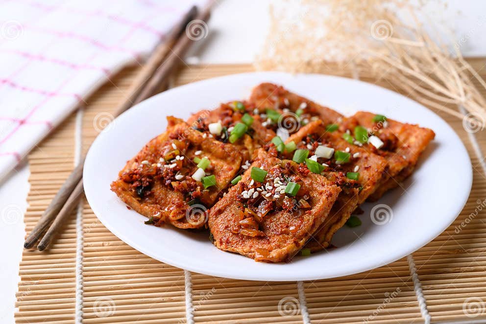 Spicy Braised Tofu Dubu Jorim, Korean Side Dish Stock Photo - Image of