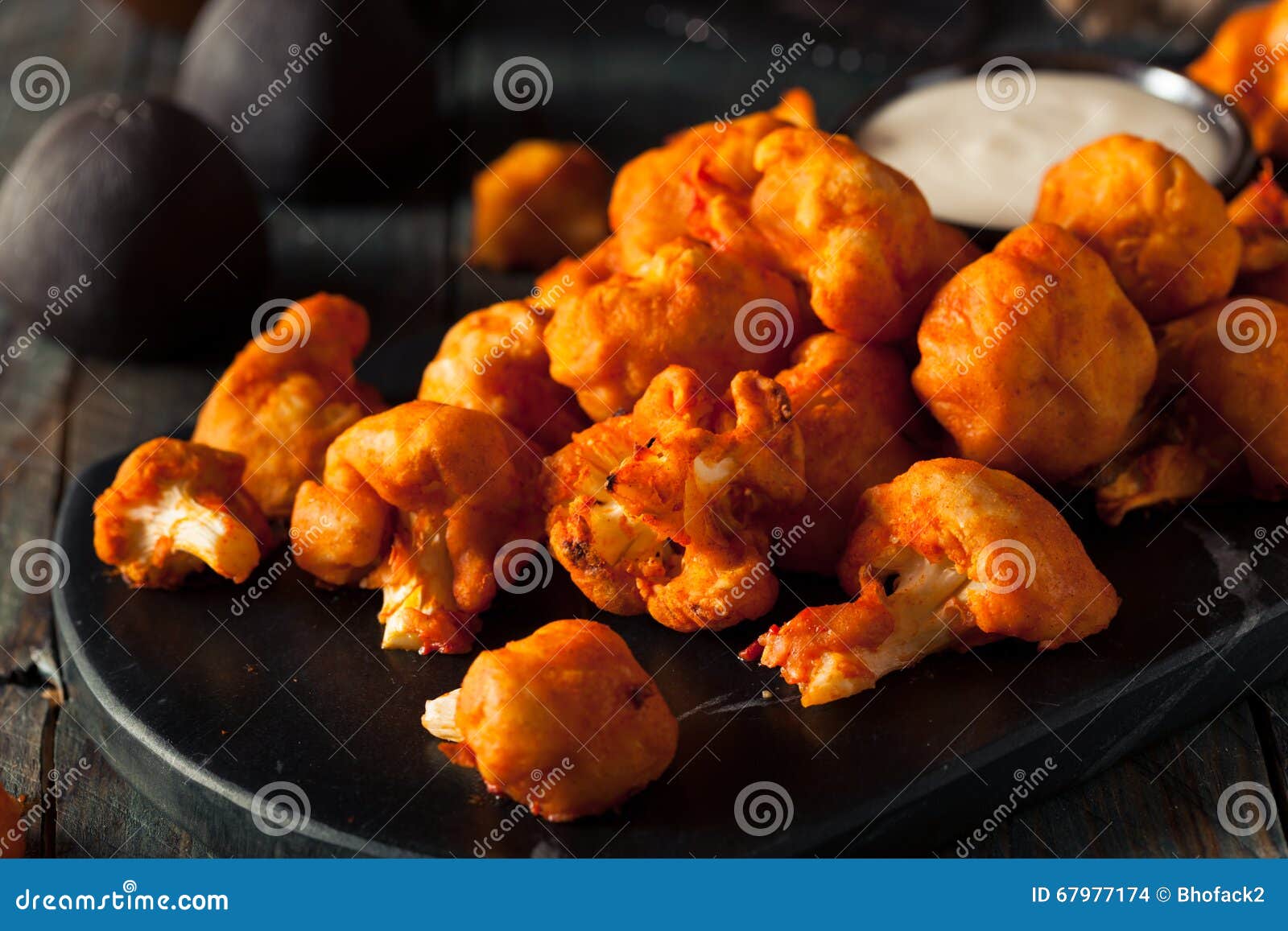 Spicy Breaded Buffalo Chicken Cauliflower Stock Photo Image of recipe