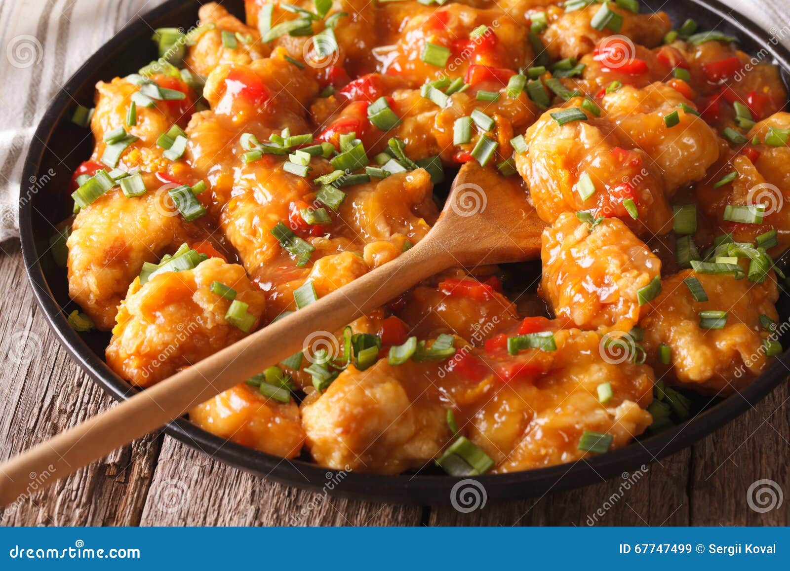 Spicy Chicken in Orange Sauce Closeup. Horizontal Stock Image Image