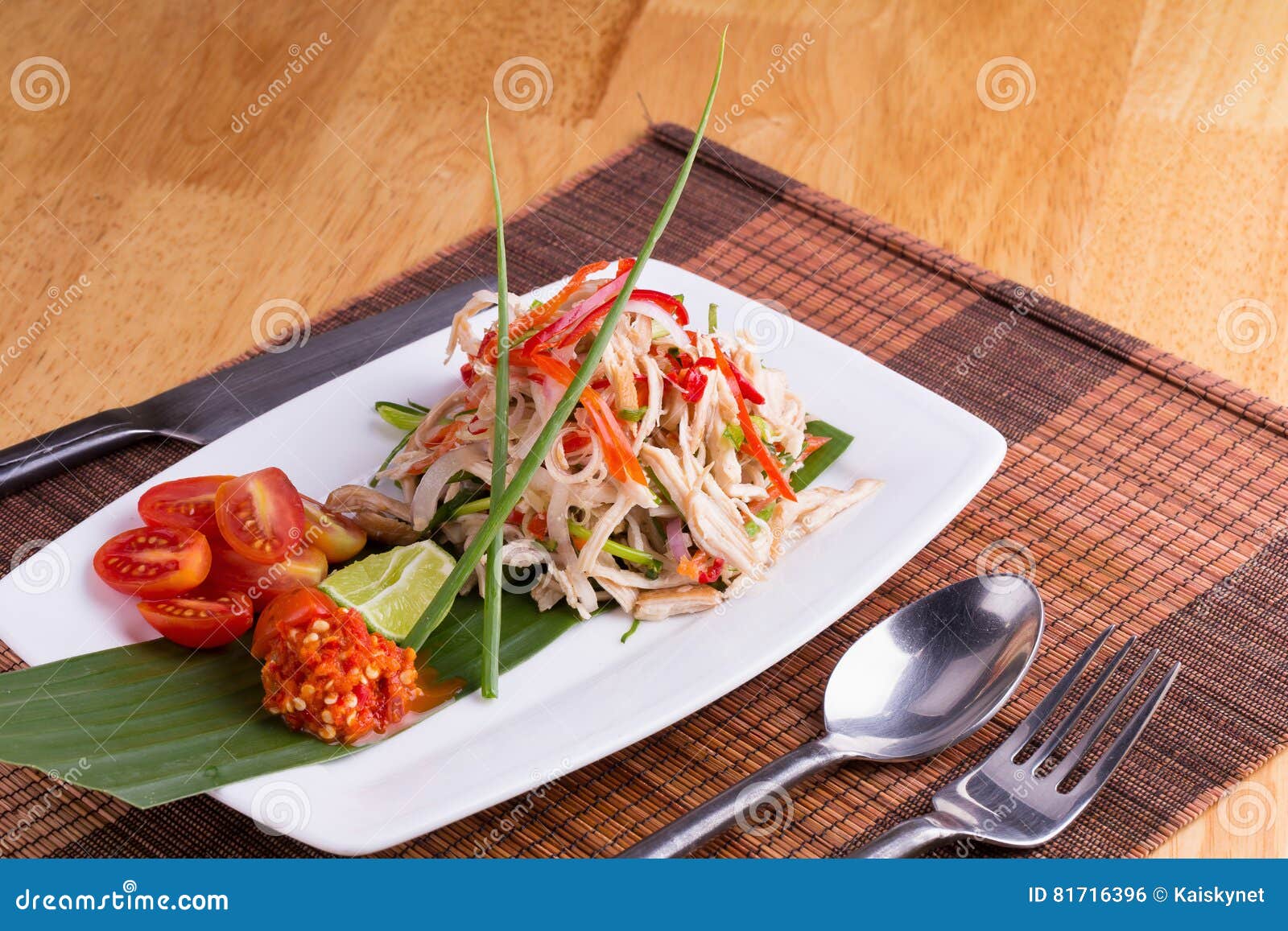 Spicy Chicken Salad, Thai Food. Stock Photo Image of dining, dinner