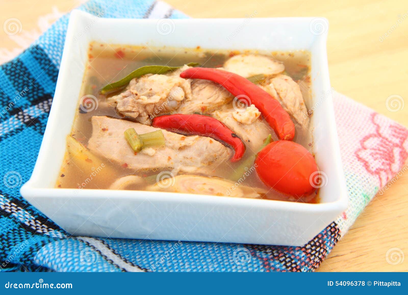 Spicy chicken soup stock photo. Image of chicken, tomato 54096378