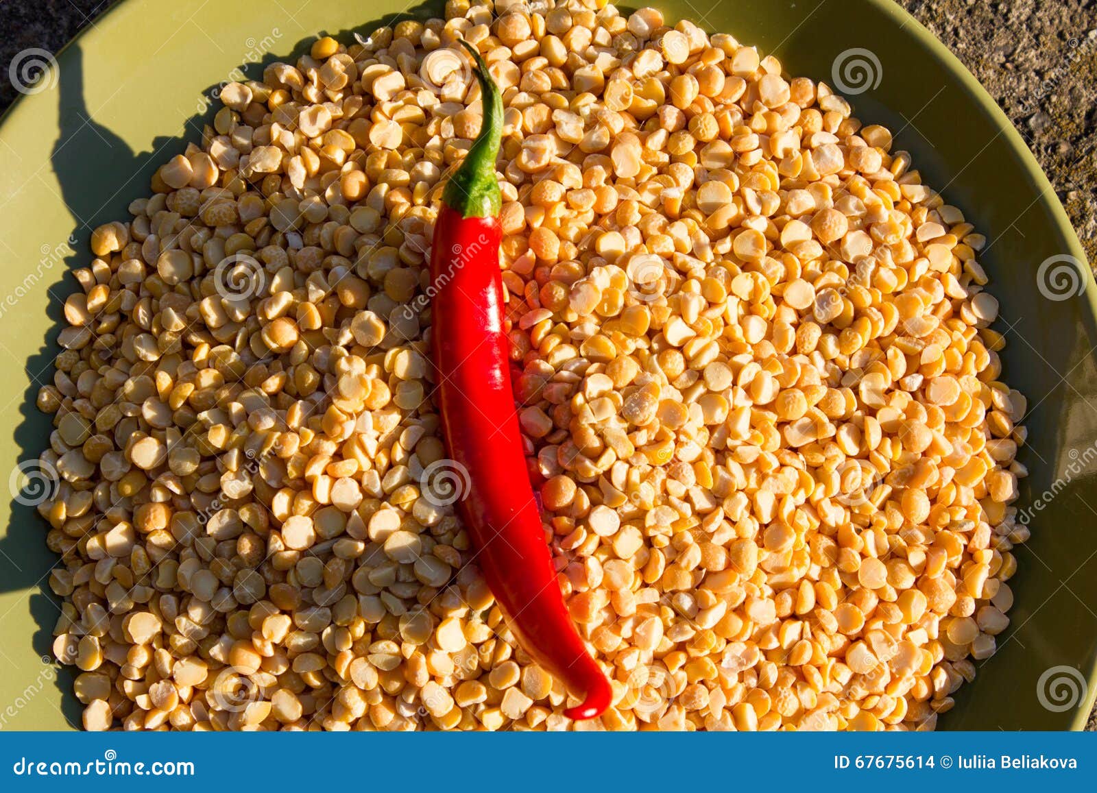 Spicy Chili Pepper in a Dish with Peas Stock Photo Image of orange