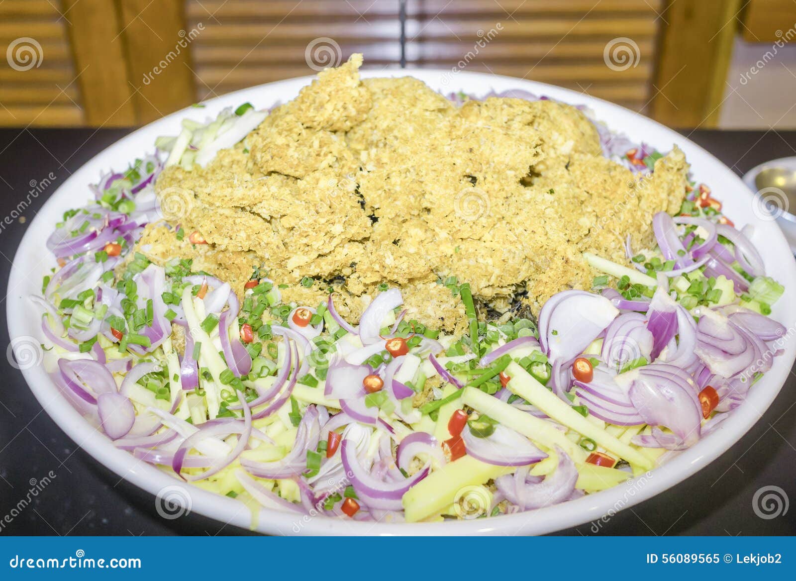 Spicy Crispy Catfish Salad with Green Mango Stock Image Image of