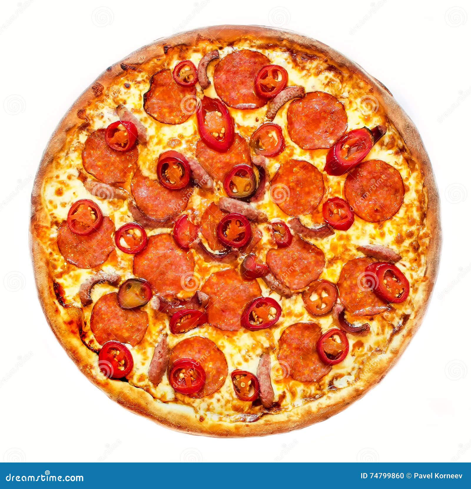 Spicy Dragon Pizza with Sausage Stock Photo - Image of sausage, pizza ...