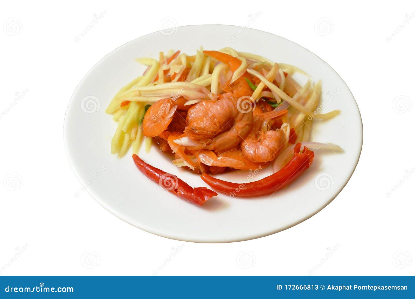 Spicy Dried Shrimp with Slice Mango Fruit Salad on Plate Stock Image Image of digest, food