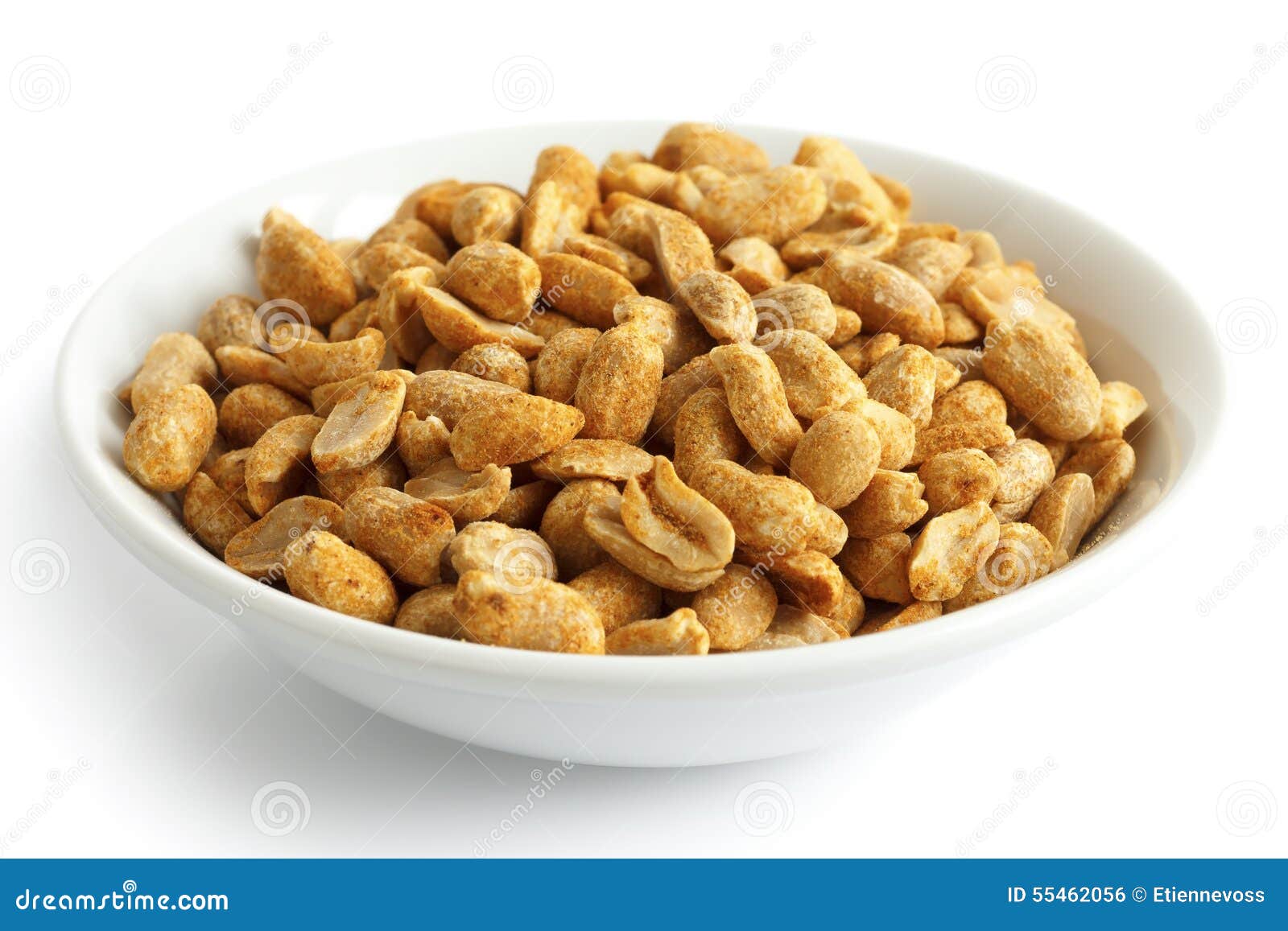 Spicy Dry Roasted Peanuts in White Bowl. Stock Photo Image of crunchy
