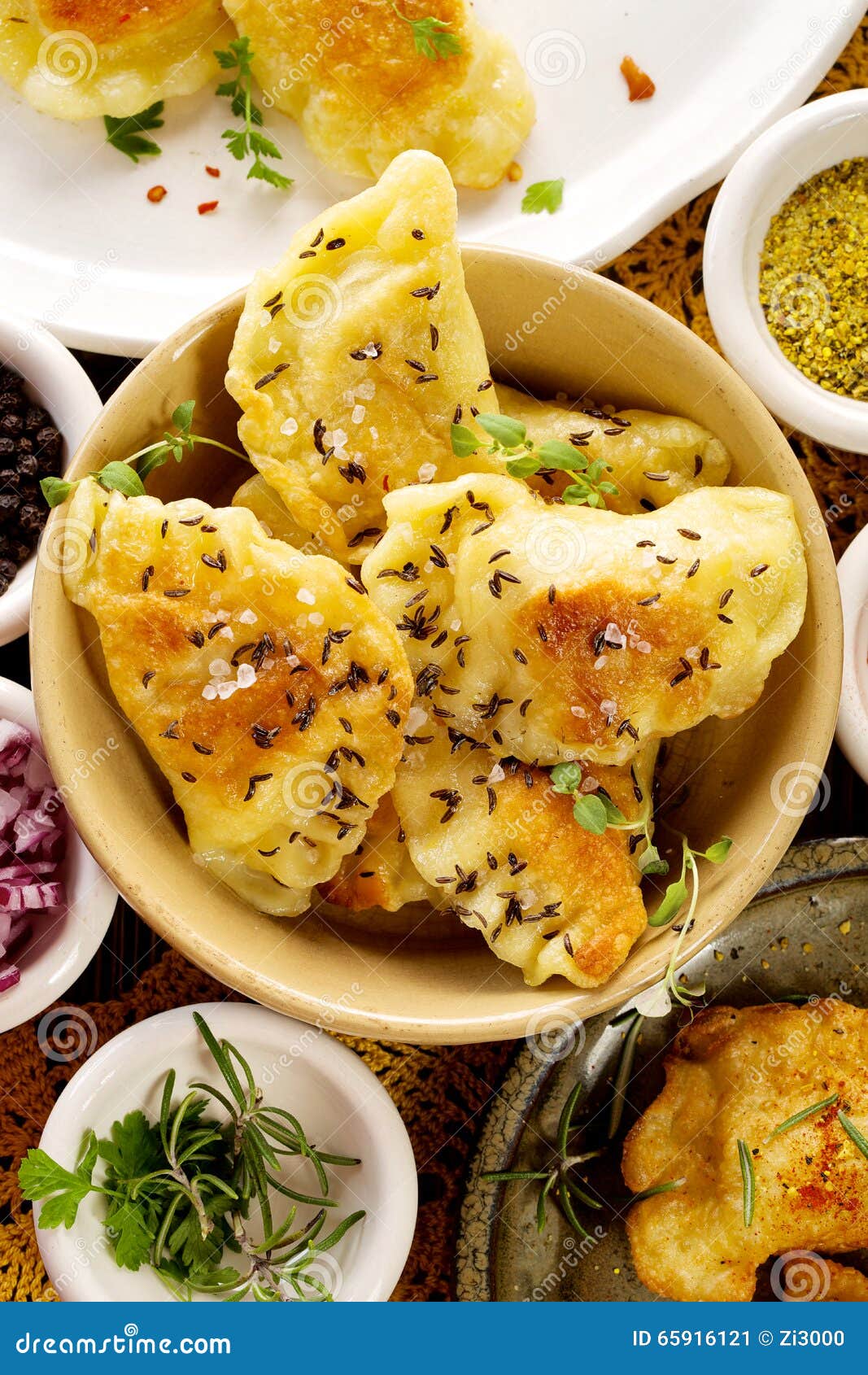 Spicy fried dumplings stock image. Image of nutrition 65916121