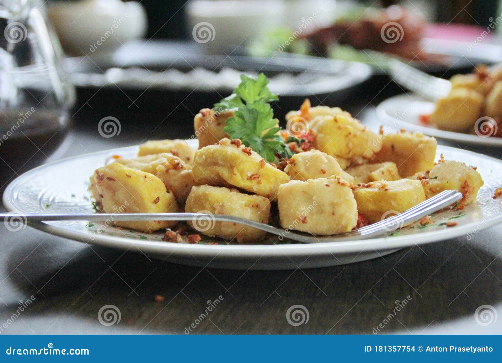 Spicy fried tofu seasoning stock photo. Image of fried - 181357754