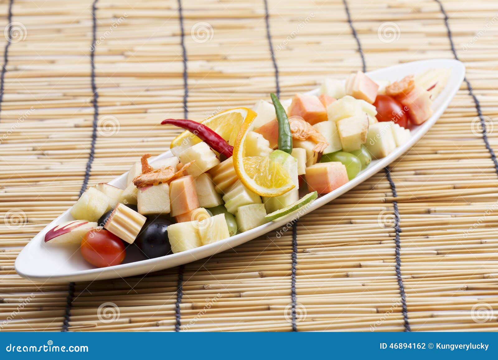 Spicy Fruit Salad Thai Style Stock Photo Image of prawn, green 46894162
