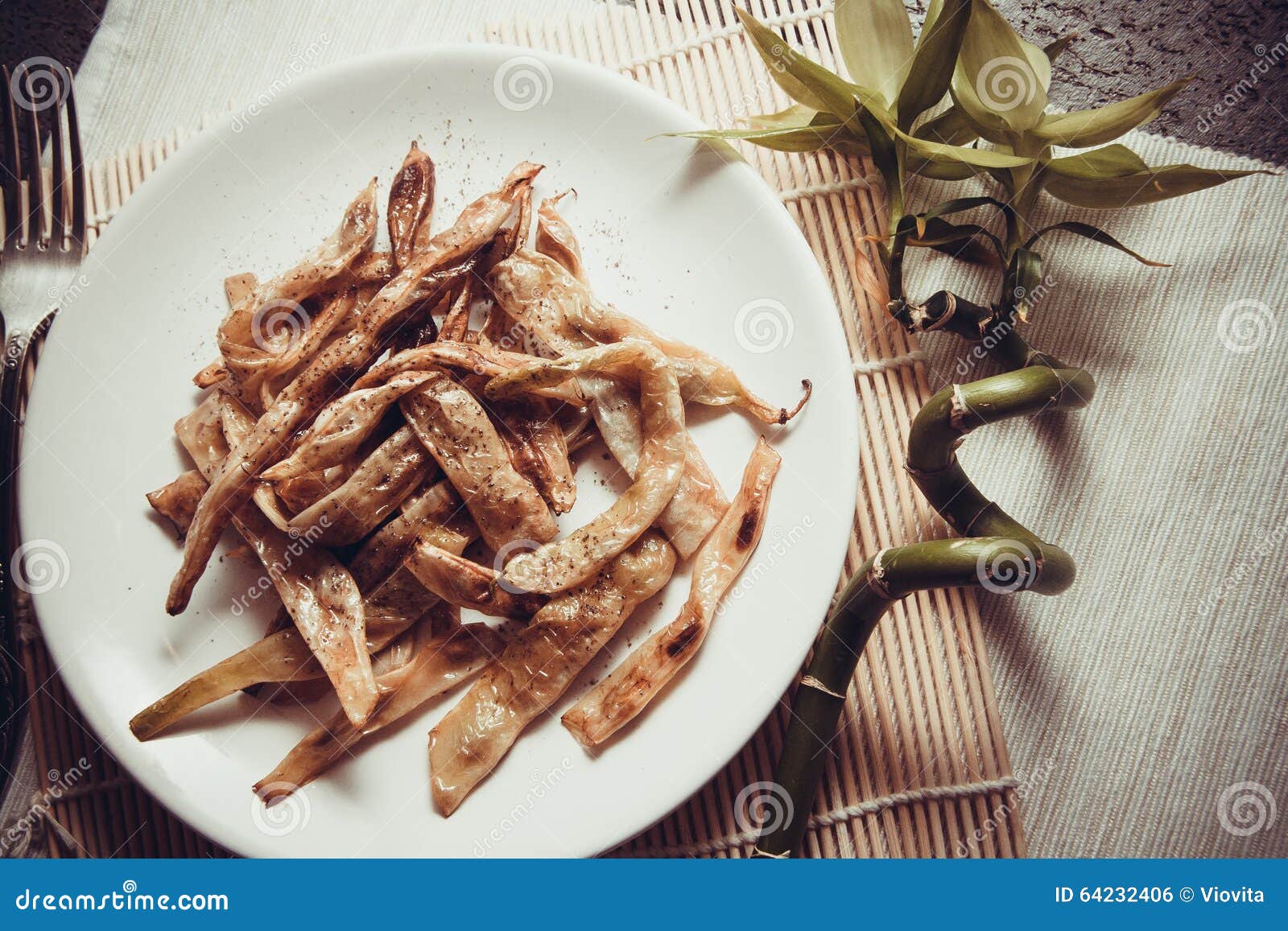 Spicy grilled green beans stock photo. Image of salsa 64232406