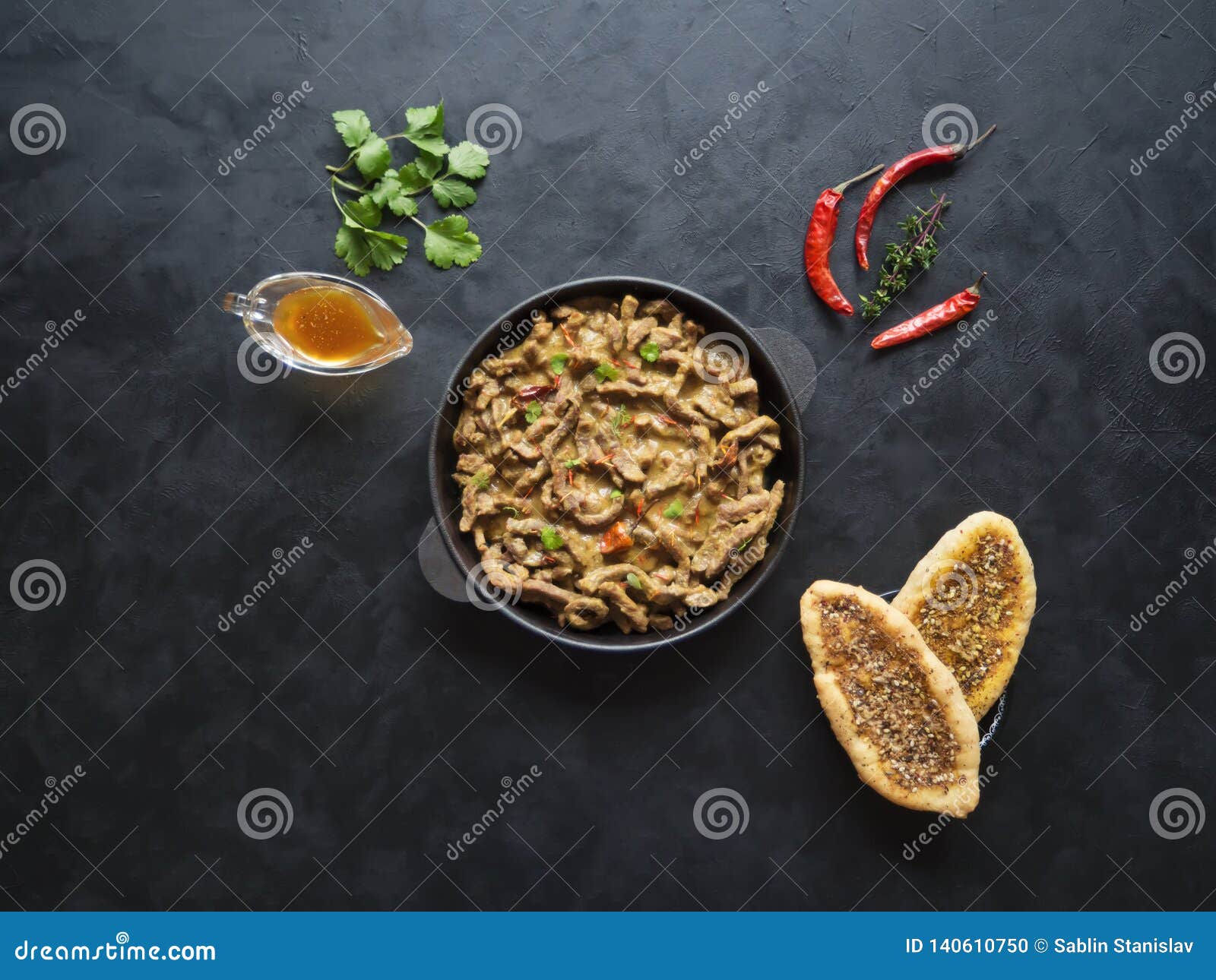 Spicy Indian Beef Curry. Indian Dish with Meat. Stock Photo - Image of