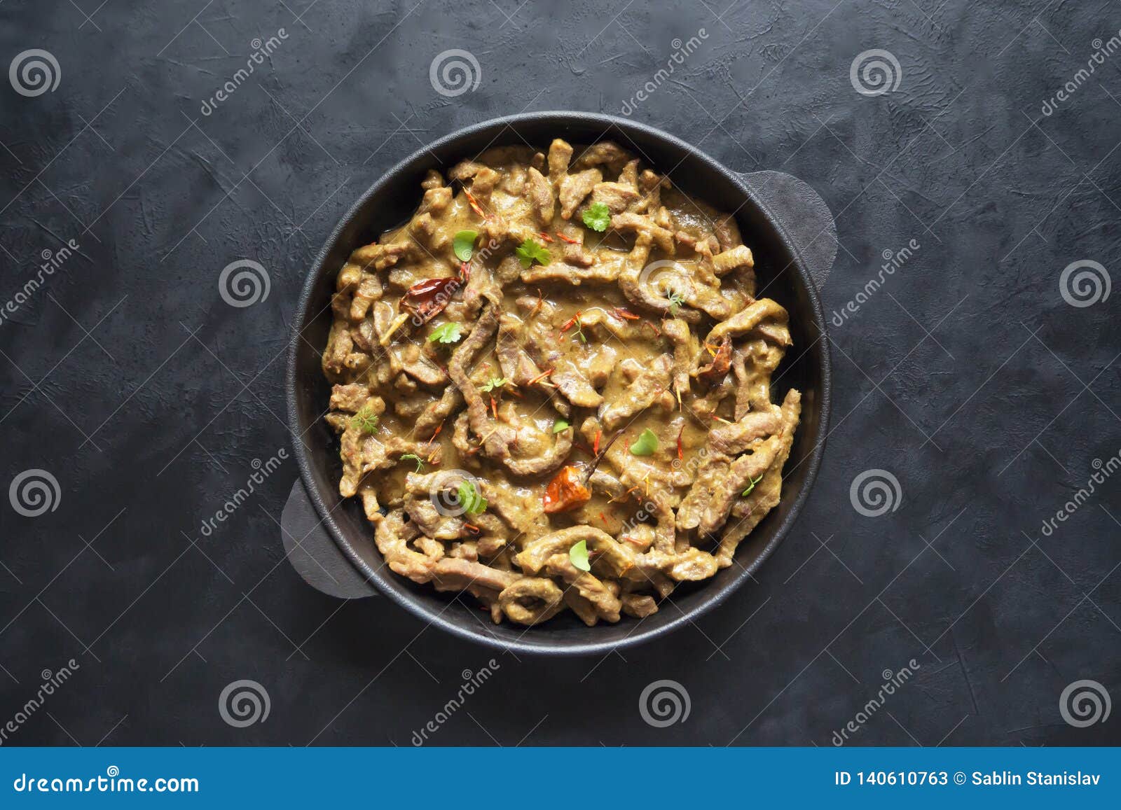 Spicy Indian Beef Curry. Indian Dish with Meat. Stock Image - Image of
