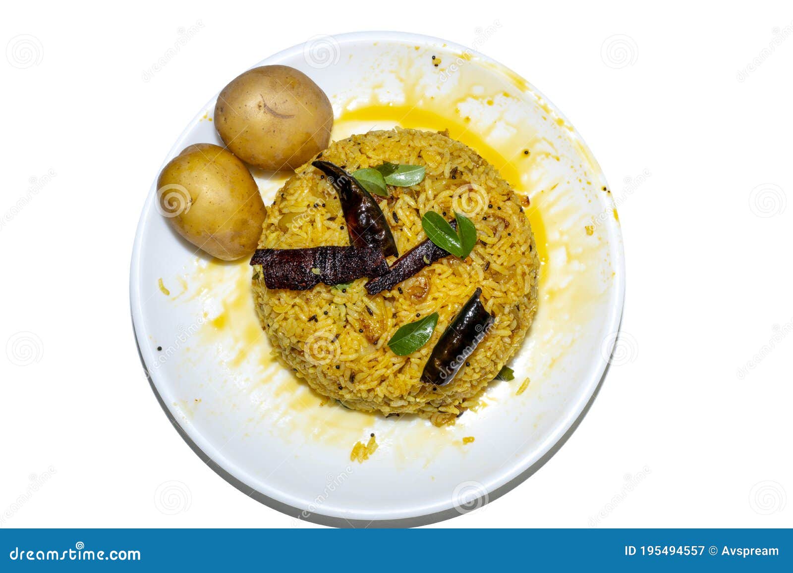 Spicy Indian Potatoes Rice with Two Potatoes Stock Image Image of