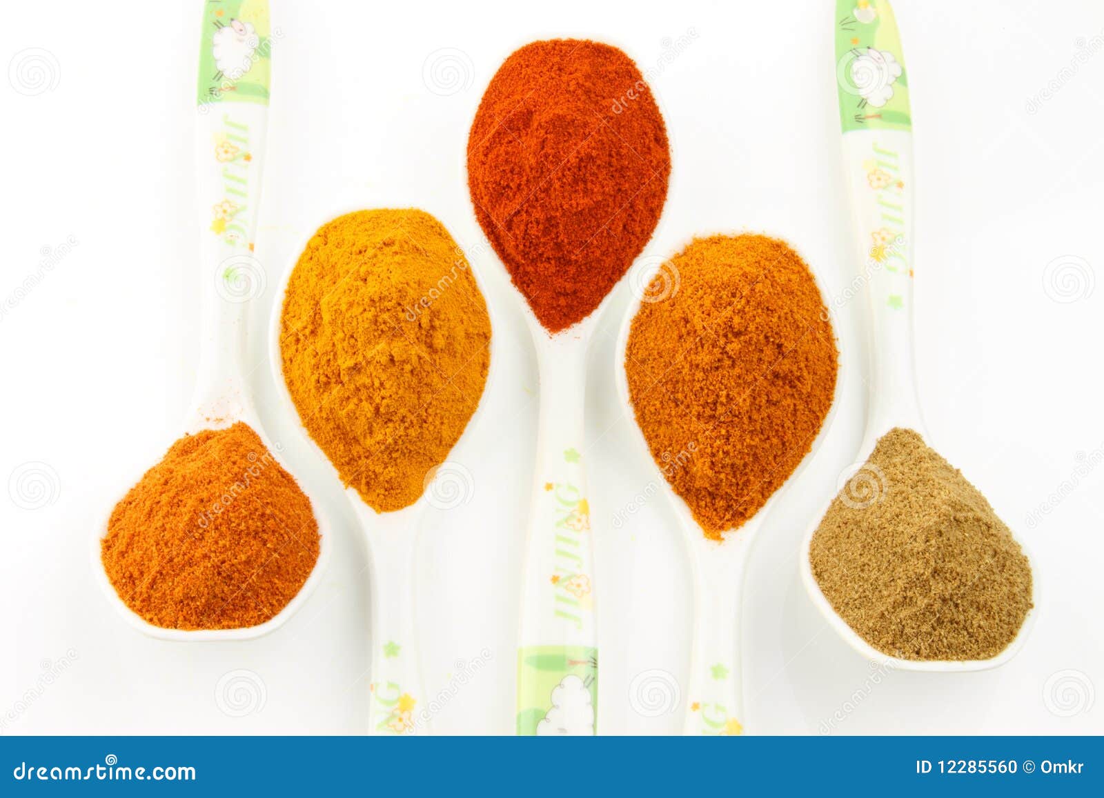 Spicy Ingredients Arranged on the Spoons Stock Photo Image of curry