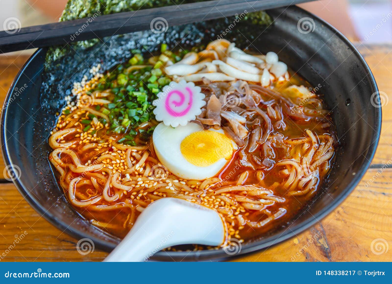 Spicy Japanese Ramen Noodle Soup With Egg Japanese Food Culture Stock Image Image Of Delicious Chinese 148338217