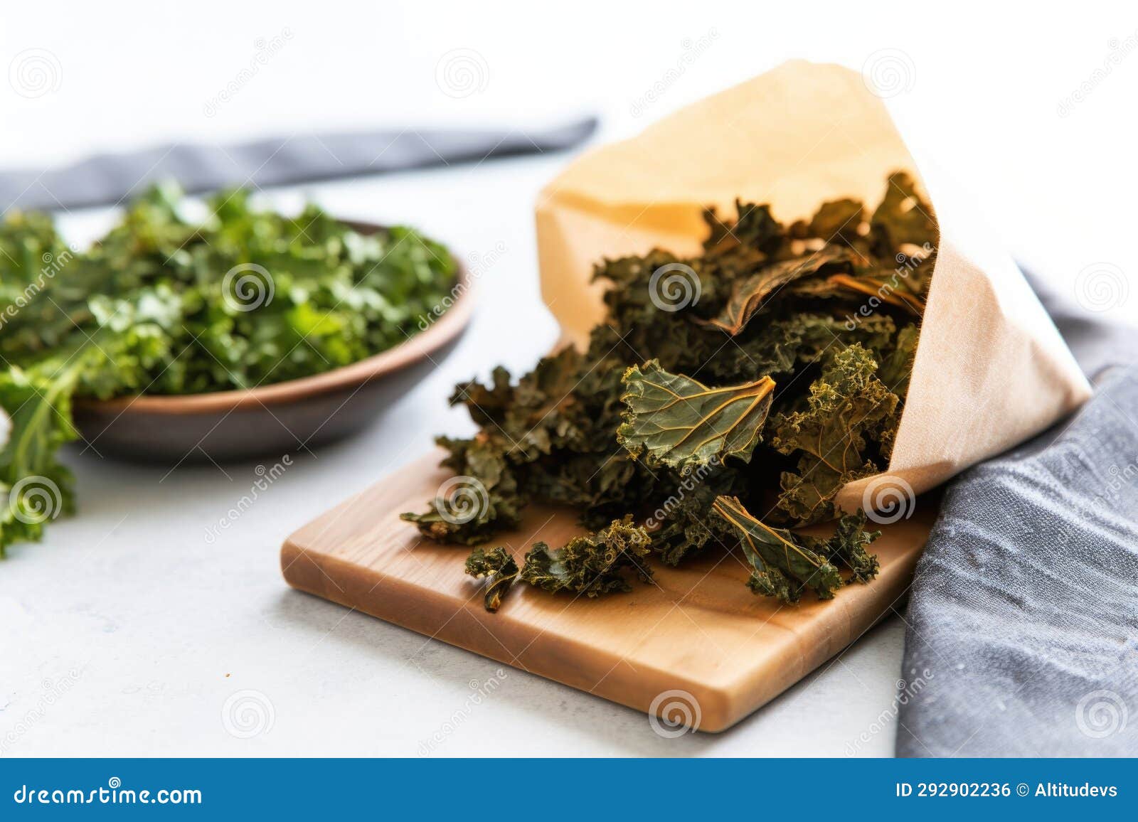 Spicy Kale Chips in a Brown Paper Bag Stock Photo Image of paper