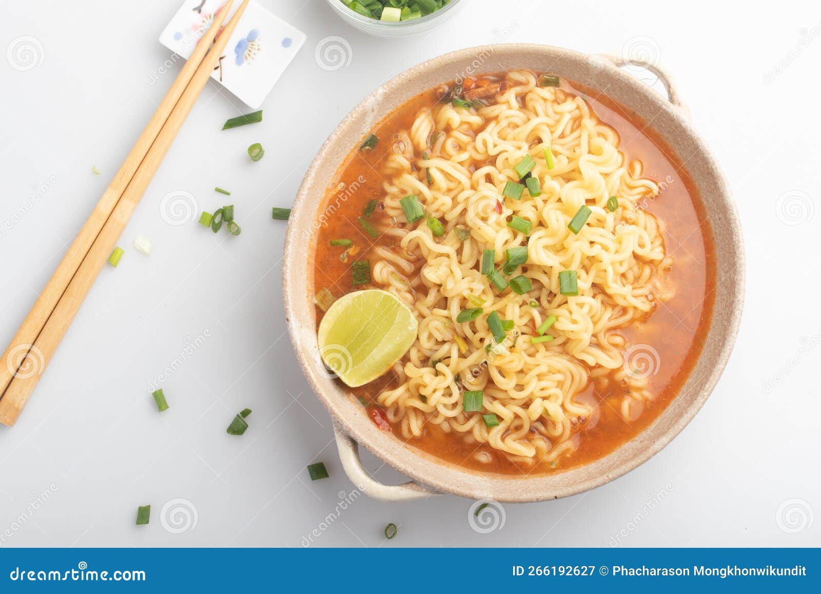 Spicy Korean Instant Noodles in a Cup Stock Image - Image of onion