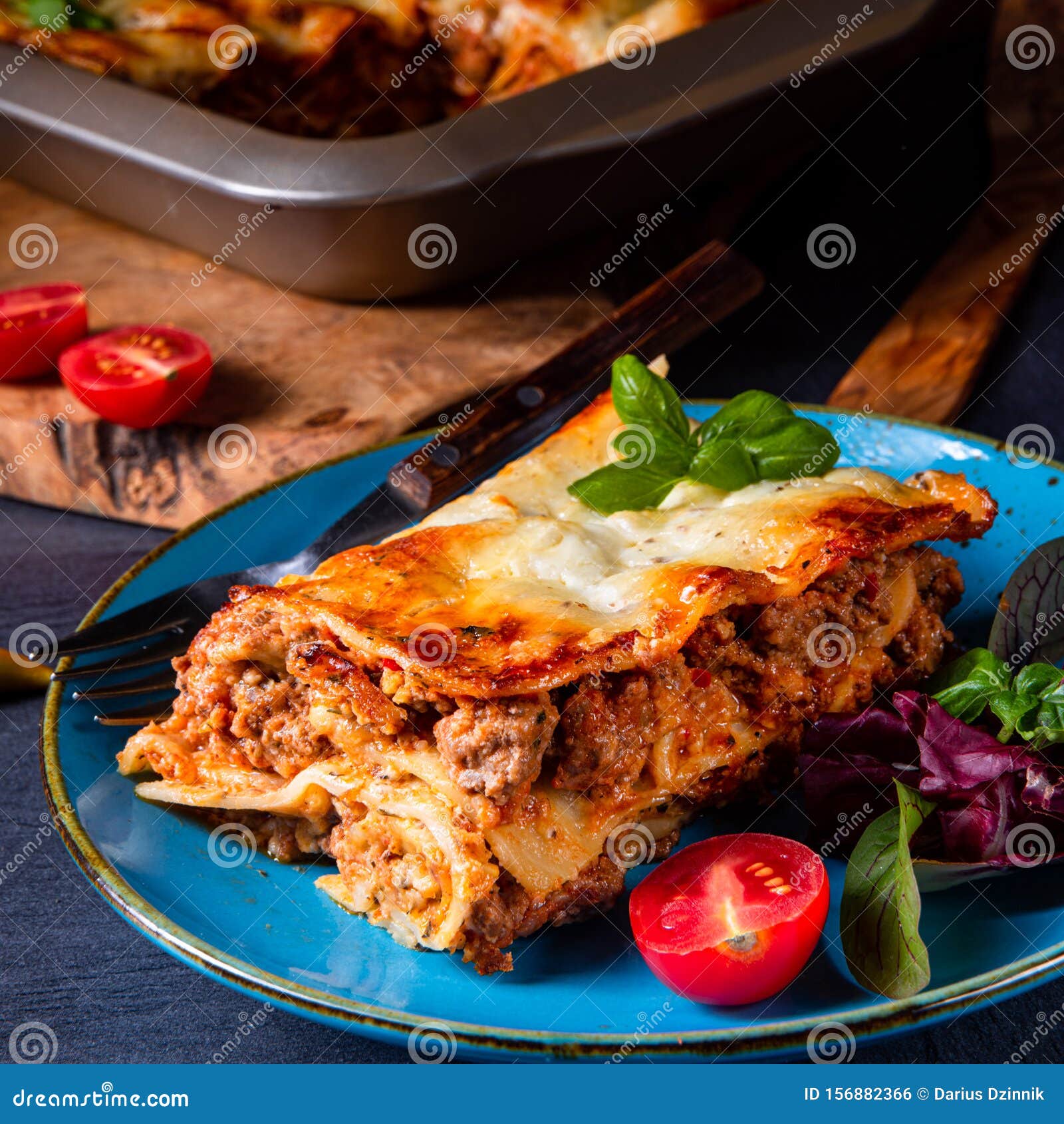 Spicy Lasagne with Tomato Sauce and Basil Stock Photo Image of mince
