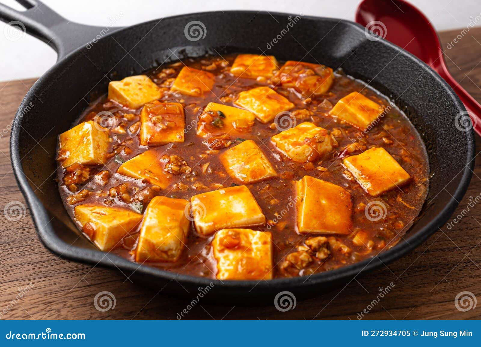 Spicy Mapo Tofu with Tofu and Beef Stock Image - Image of culture, beef