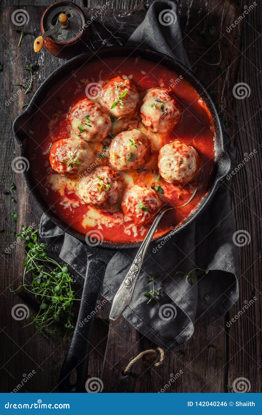 Spicy Meatballs with Fresh Herbs and Tomatoes Stock Photo Image of minced, tomato 142040246
