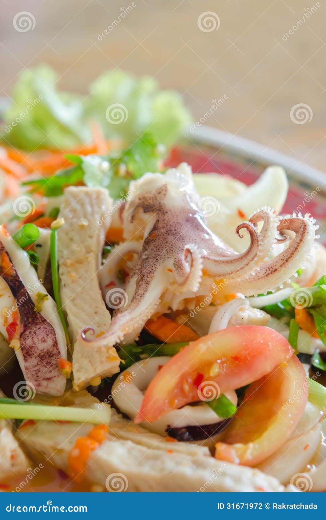 Spicy mix salad stock photo. Image of salad, sausage 31671972