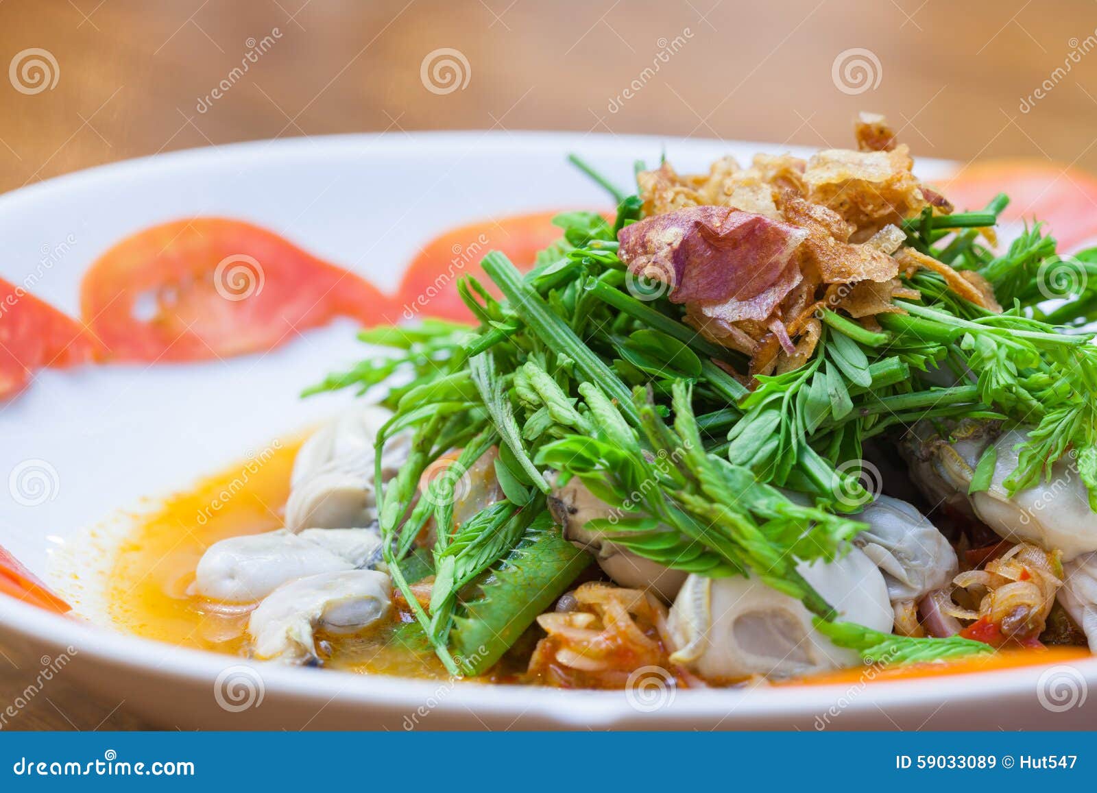 Spicy Oysters Salad stock image. Image of oyster, crisp 59033089