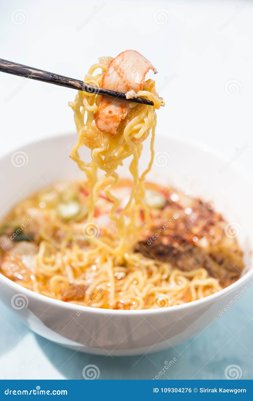 Spicy pork noodle soup stock photo. Image of china, pork - 109304276