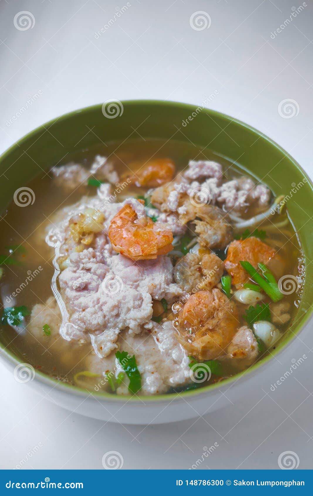 Spicy Pork Stew Noodle Soup. Space for Text Stock Photo Image of