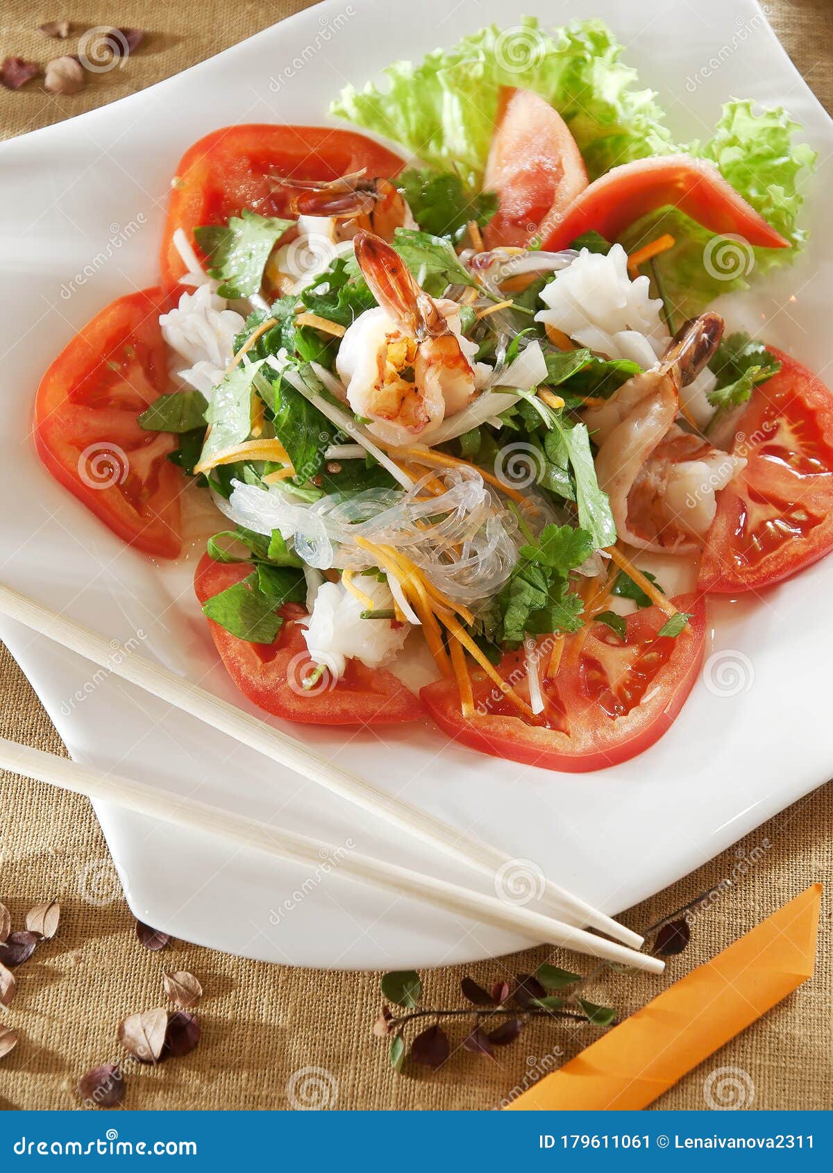 Spicy Seafood Salad in Thai Style Stock Image - Image of balsam, carrot ...