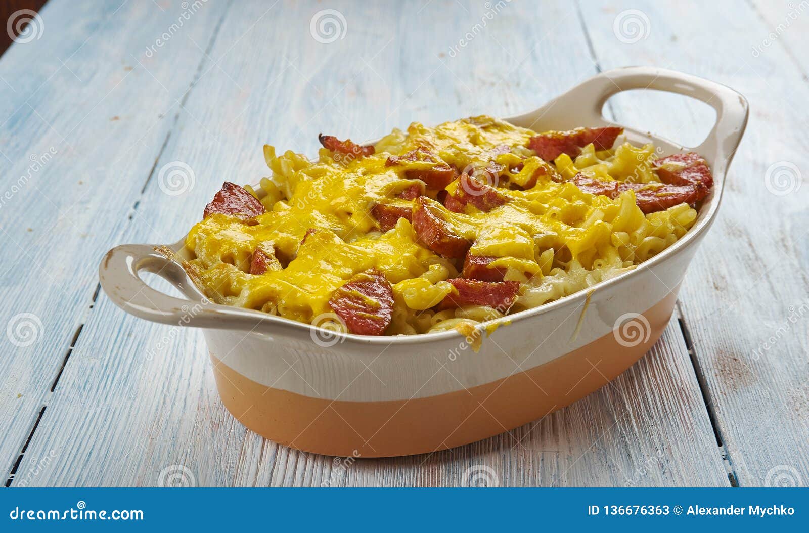 Spicy Smoked Sausage Alfredo Bake Stock Image - Image of food, cuisine