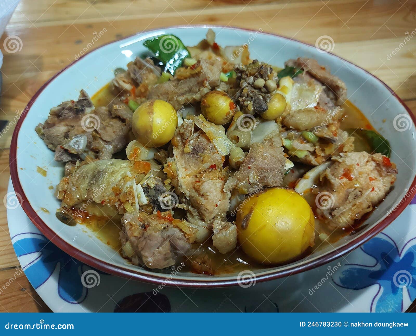 Spicy Stirfried Chicken Giblets with Spicy Flavor Stock Photo Image