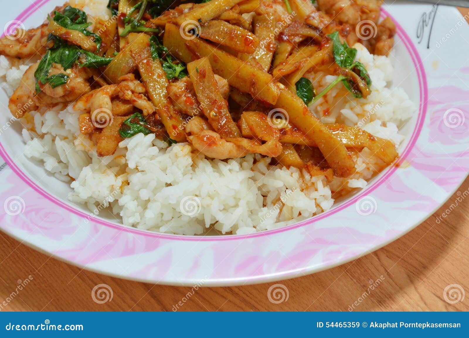 Spicy Stir Shredded Bamboo Shoot with Pork and Curry Stock Image