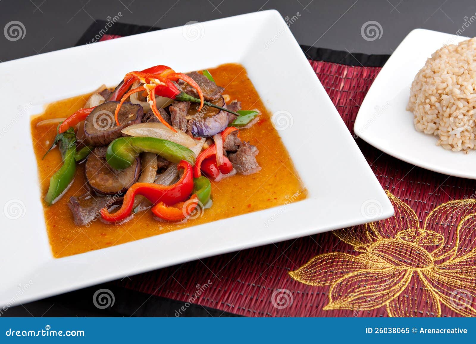 Spicy Thai Eggplant Stir Fry Stock Image - Image of appetizer, peppers