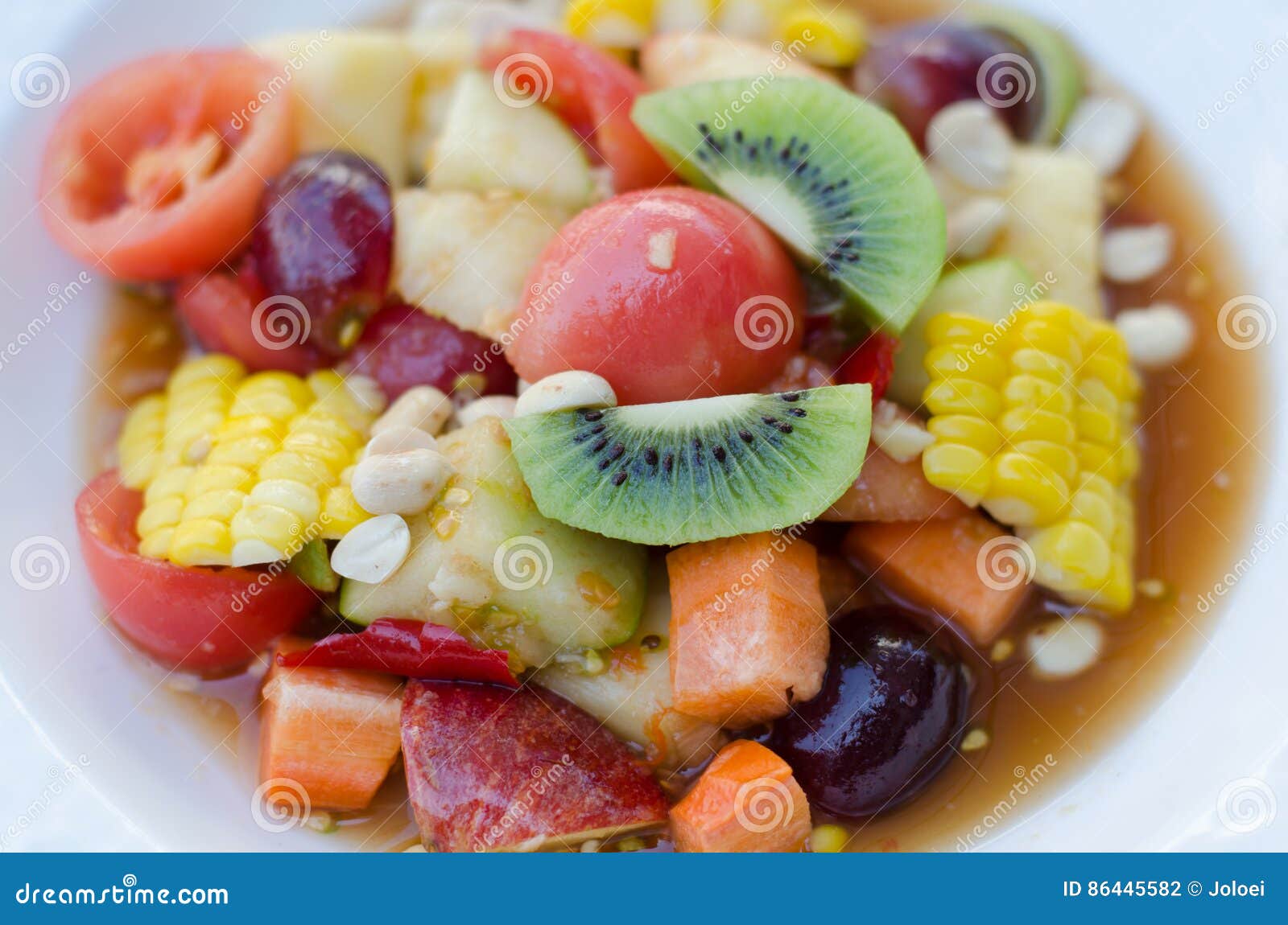 Spicy Thai Mixed Fruit Salad Stock Photo Image of dish, tomato 86445582