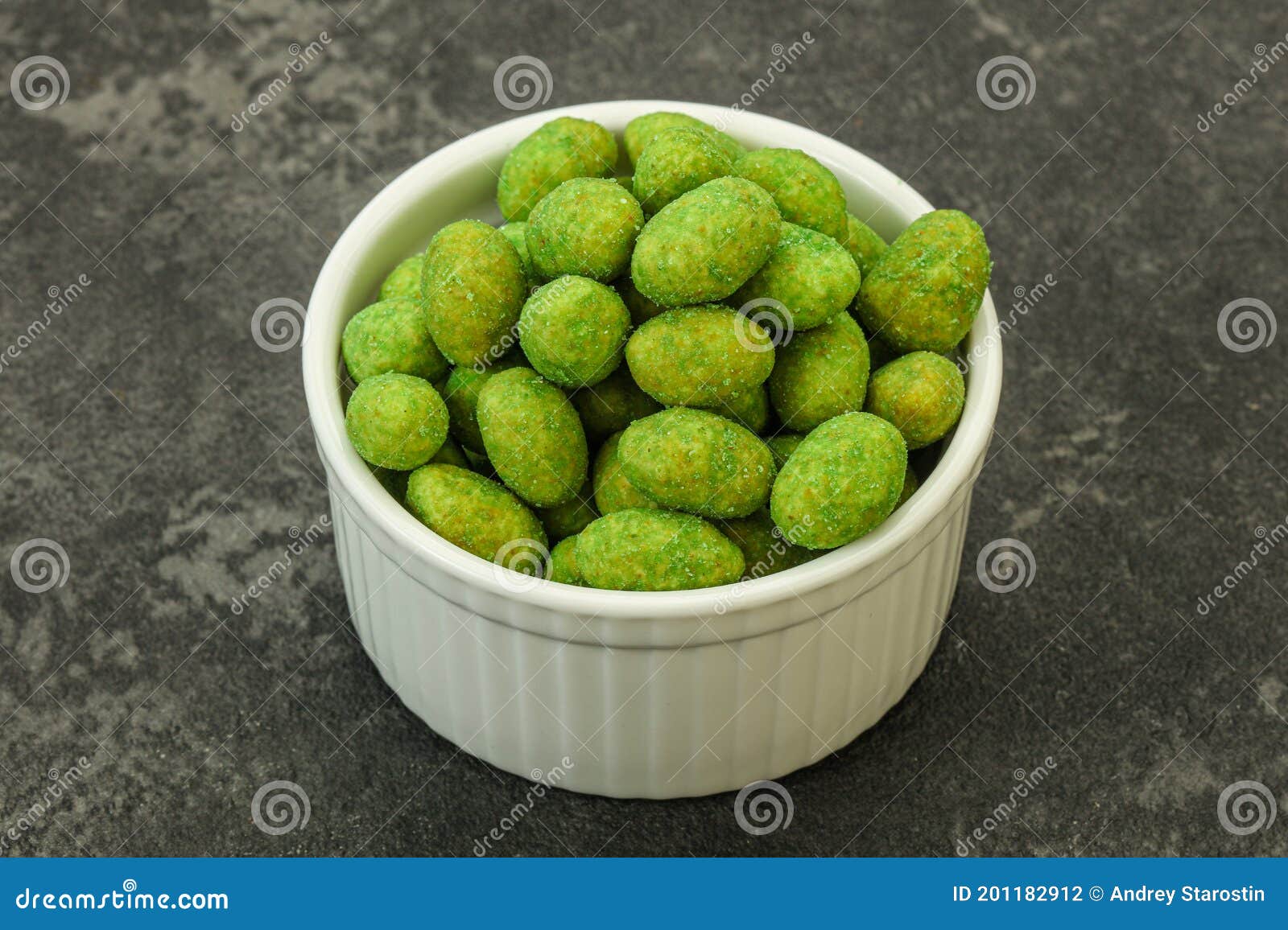 Spicy Wasabi Peanuts in the Bowl Stock Photo Image of closeup