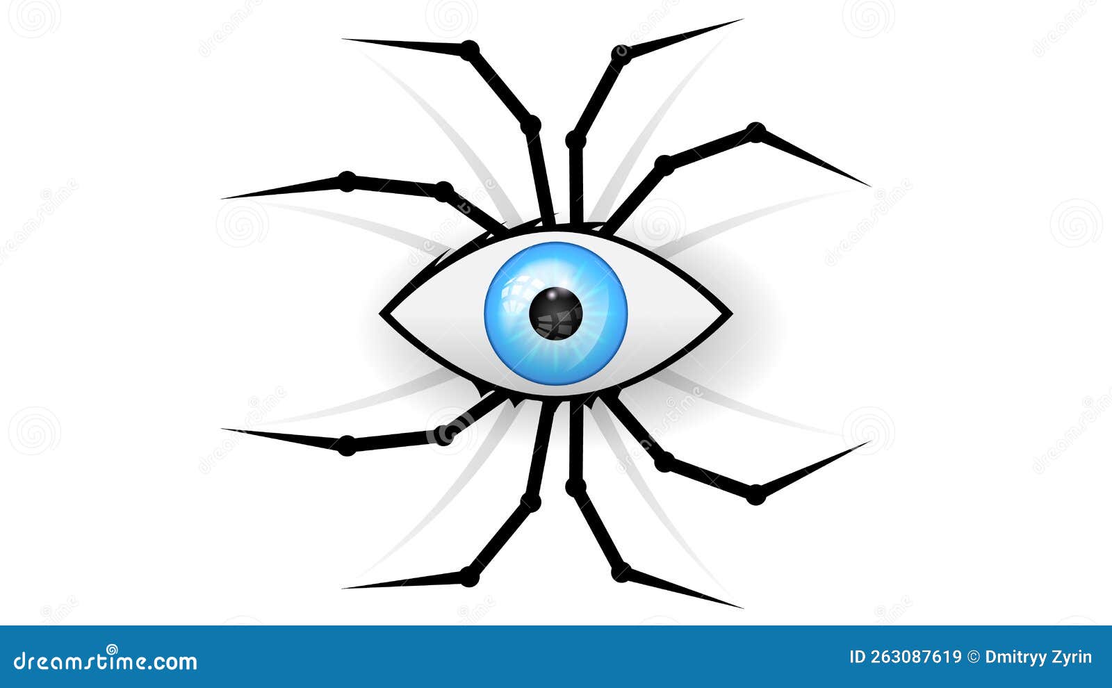 Spider with Eye on White Background. Halloween Design Elements. Spooky