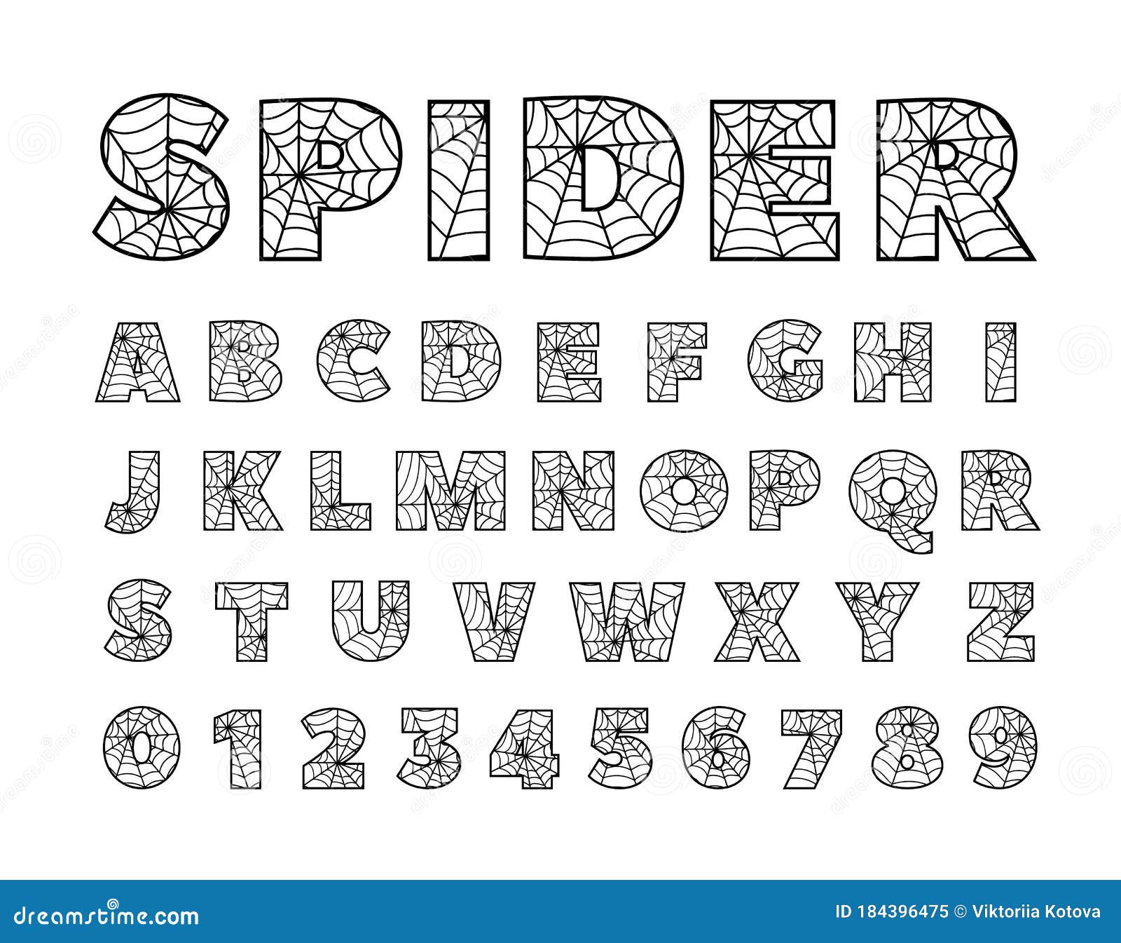 spider font. spiderman alphabet. black letters on red background.