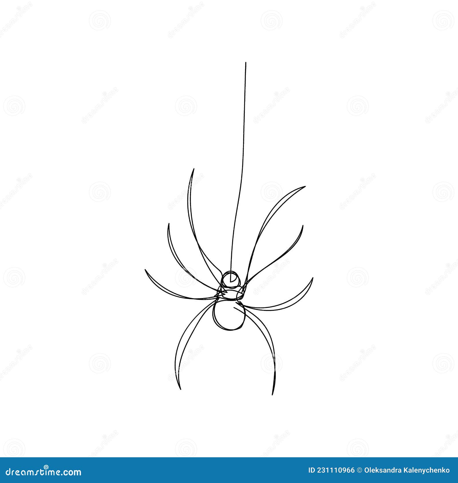 spider on a string of cobwebs one line art. continuous line drawing of halloween theme, gothic, horrible, black widow