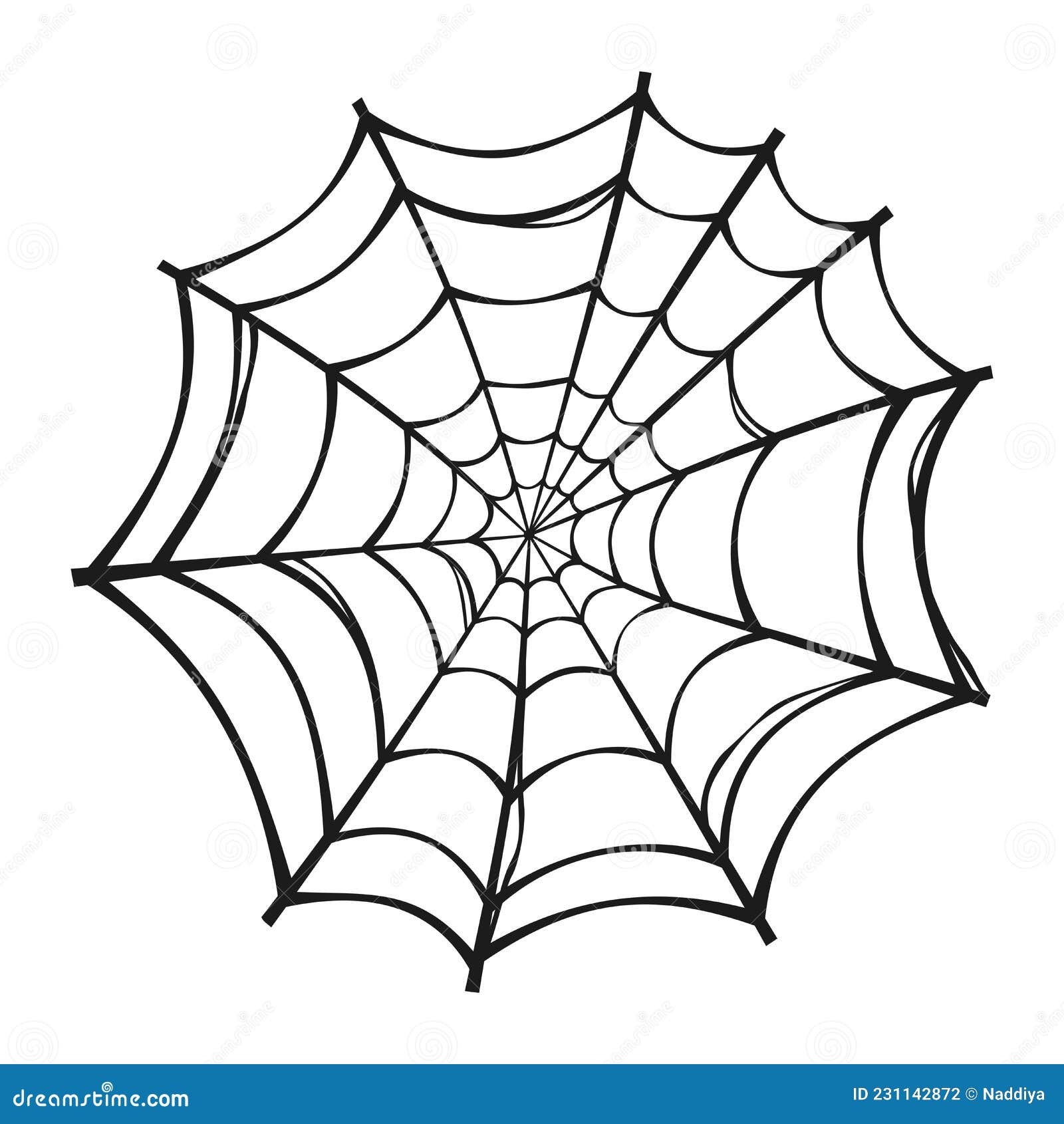 Spider Web. Vector Halloween Black and White Illustration. Stock Vector