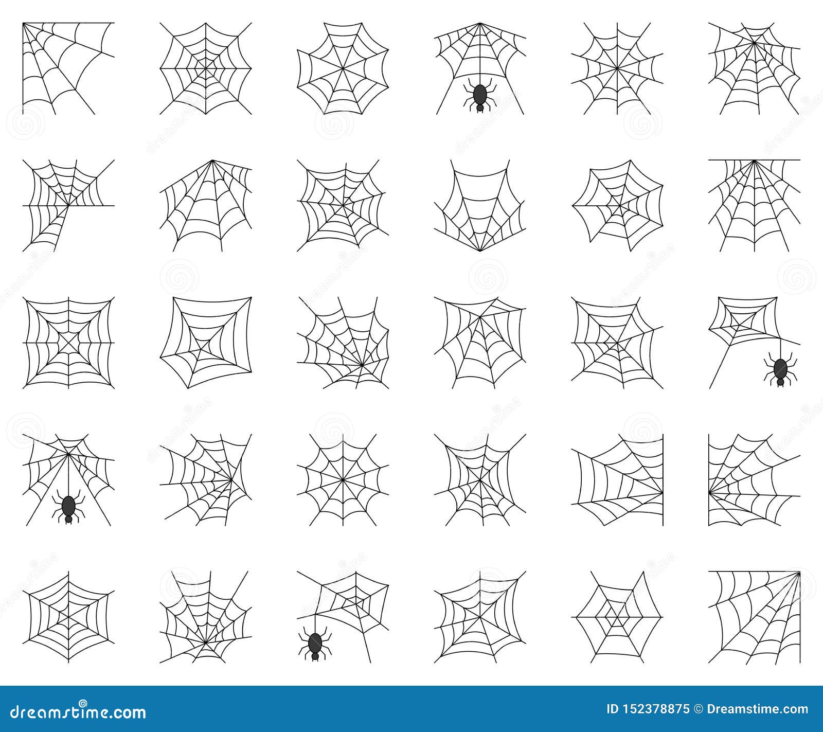 Spiderweb Set, Different Type of Cobweb Vector Stock Vector