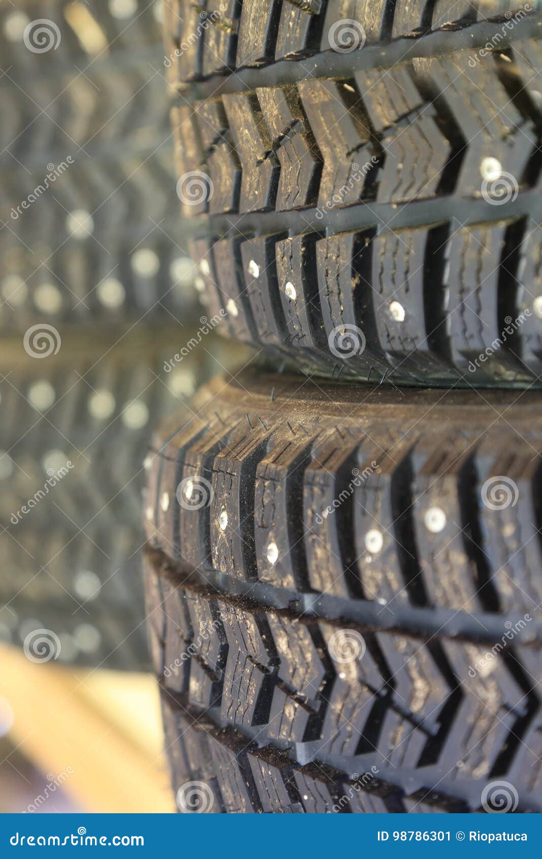 Spikes Winter Tires for Snow and Ice Stock Image Image of pins, metal 98786301