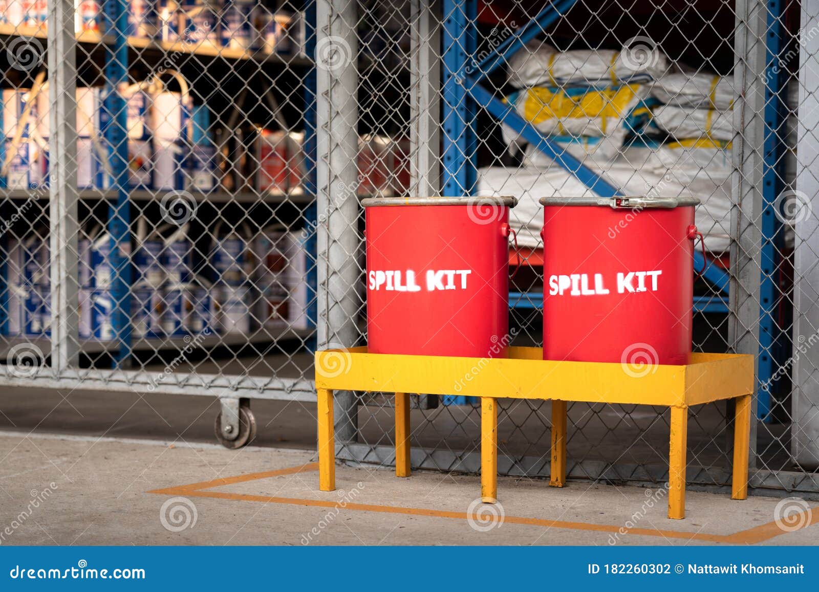 Spill Kit Containment Boxes in Industry. Stock Photo Image of flammable, hazard 182260302