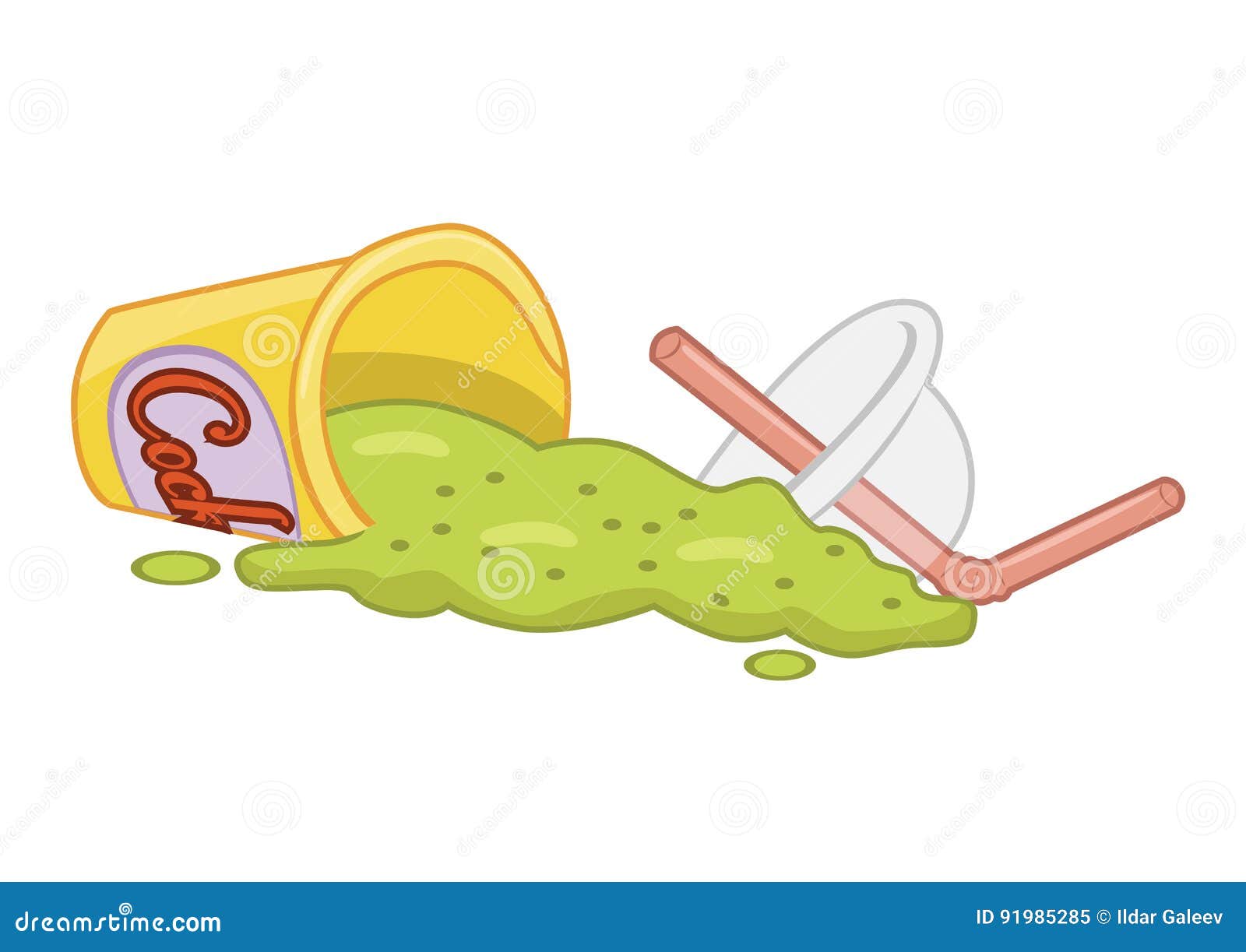 Spilled Fast Food Beverage Isolated Over White Background Stock Vector