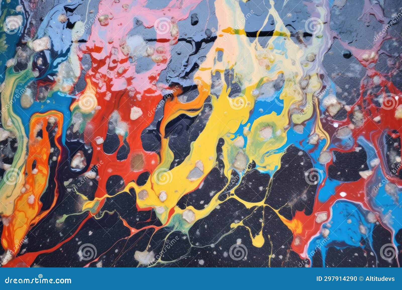 Spilled Oil Paint Puddle on Concrete Surface Stock Photo Image of