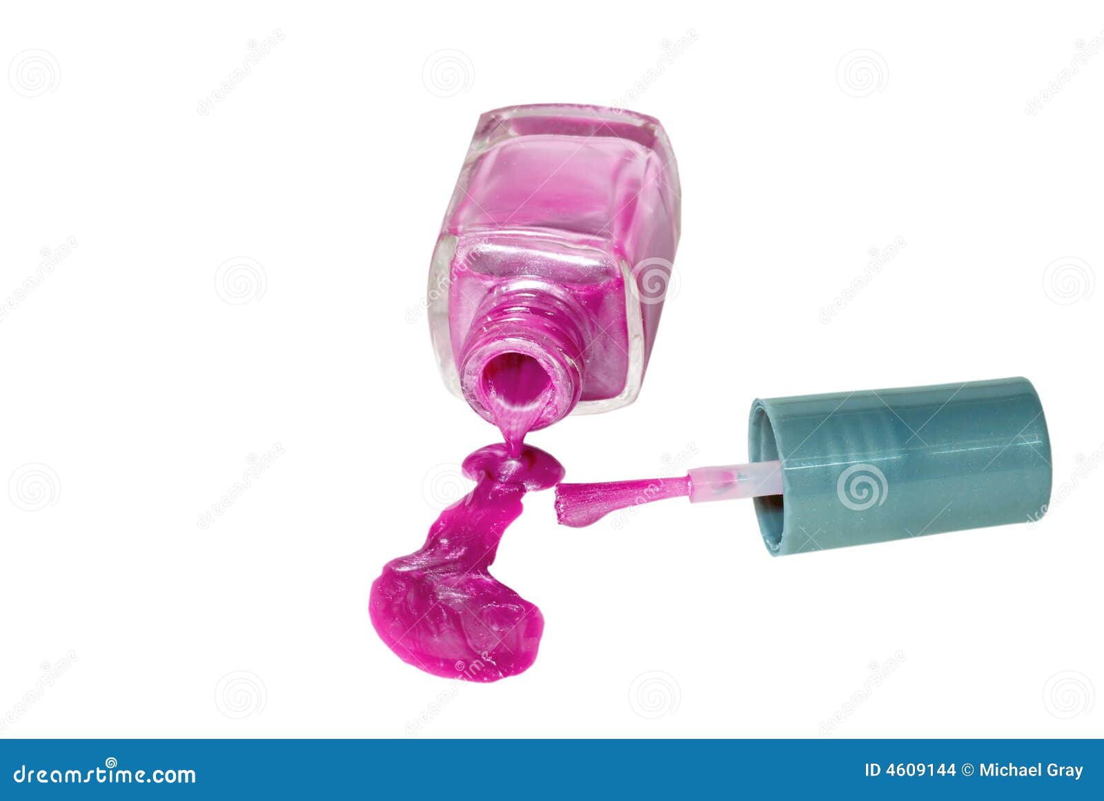 Spilled Pink Nail Polish With Brush Stock Photo Image of glass