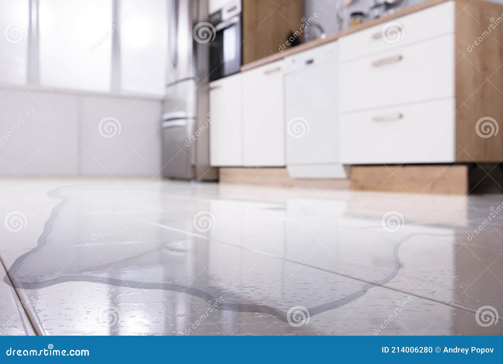 Water Leaking From Connection Joint Of Plastic Pipes System. Royalty