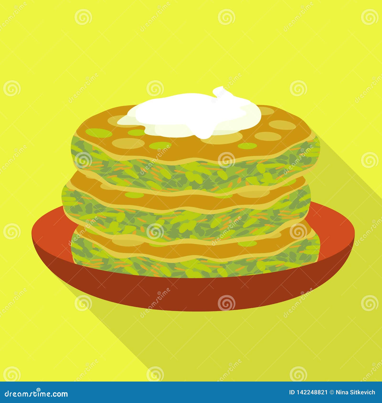 Spinach Cake Icon, Flat Style Stock Vector - Illustration of ...